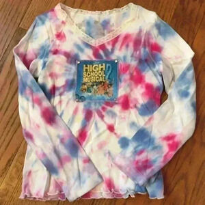 New! Tie dye High school musical shirt with lace girls XS(4/5)